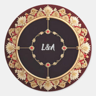 Elegante lijst met sierlijke bloemendecoratie ronde sticker