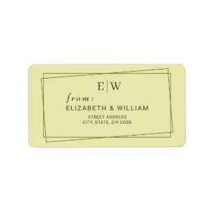 Elegante lijst op Hemelgeel Monogram Bruiloft Etiket