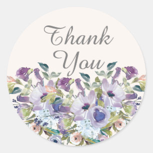Elegante lila blauwe bloemige Quinceañera dank je Ronde Sticker