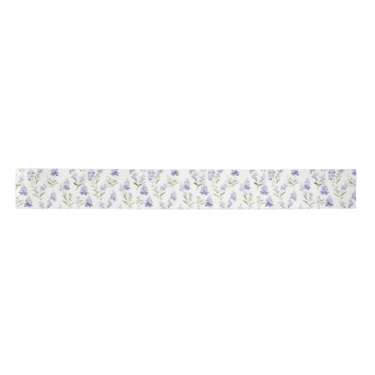 Elegante Lila Bloem Blauw & Witte Bloemen Lint (Voorkant)