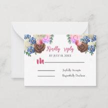Elegante Lila Bloemen Trouwantwoord Kaart
