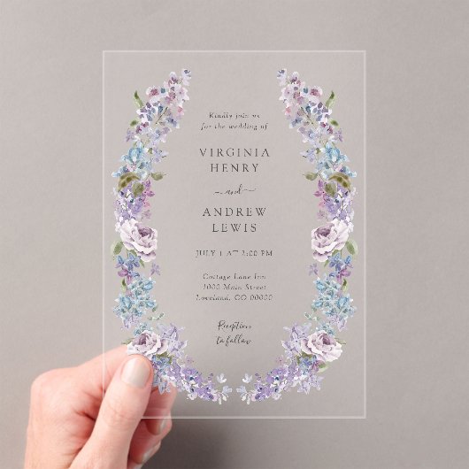 Elegante Lila bruiloft Acryl Uitnodigingen (Insitu (Draagbaar))