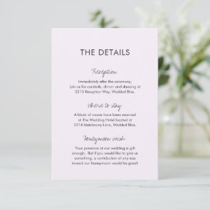 Elegante Lila bruiloft Informatiekaartje