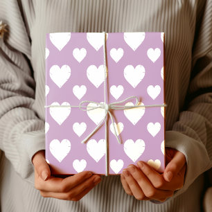 Elegante lila chic gebarsten witte valentijnsharte cadeaupapier