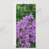 Elegante Lila lavendel bloemenbruiloftsprogramma (Achterkant)