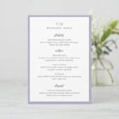 Elegante Lila Monogram Moderne bruiloft Menu (Staand voorkant)