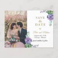 Elegante Lila vetplanten foto Save the Date