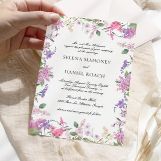 Elegante Lila Wildflower Lavendel Bruiloft Kaart