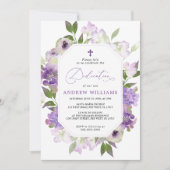 Élégante Lilac Purple Fleurs Dedication Invitation (Devant)