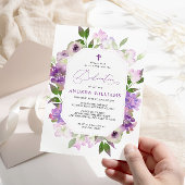 Élégante Lilac Purple Fleurs Dedication Invitation