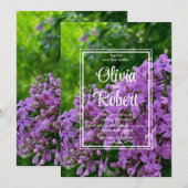 Elegante lilacs paarse lavendel bruiloft kaart (Voorkant / Achterkant)