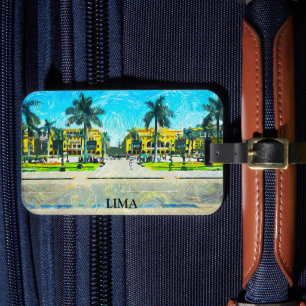 Elegante Lima Peru Olieverf Vintage Reizen Bagagelabel