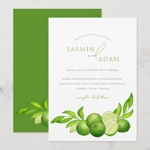 Elegante Lime Botanische Mediterrane Huwelijk Kaart