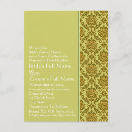 Elegante Limoen & Gold Damask bruiloft uitnodiging Briefkaart