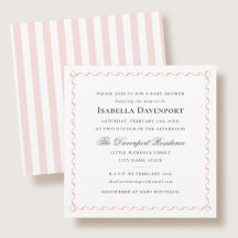 Elegante Lint Baby Shower Strepen Script Roze