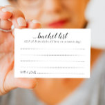 Elégante Liste de seaux de mariage - Cartes de con<br><div class="desc">Ces charmantes cartes de godets mariages seront une alternative parfaite à un livre d'or traditionnel. Vous aurez tous les invités à discuter des meilleures idées pour les jeunes mariés à visiter ou à faire. Ces cartes contiennent les mots "liste de seaux Aidez-nous à planifier une vie d'aventures" et comprennent de...</div>