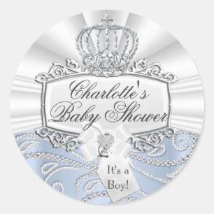 Elegante Little Prince Diamond Baby Shower Sticker