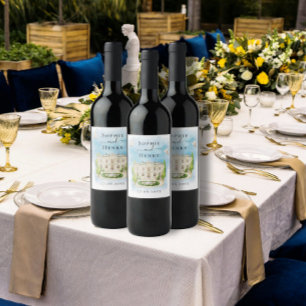 Elegante locatie bloemen duiven Bruiloft Luxe Wijn Etiket