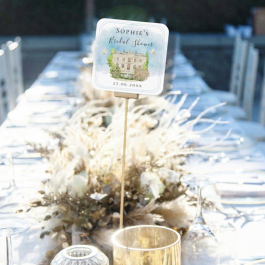 Elegante locatie fontein duiven bloemen Bruidsjurk Vierkante Sticker