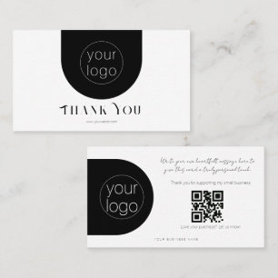 Elegante Logo Bedankt QR Kaart Zwart en Wit Visitekaartje