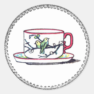 Elegante Logo Koffie of Thee Theekop Ronde Sticker