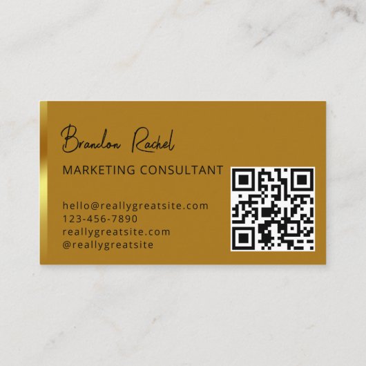 Elegante logo QR code gold gradient divider qr cod Visitekaartje (Achterkant)