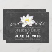 Elegante Lotus Bloem Krijtbord Save the Date (Voorkant / Achterkant)