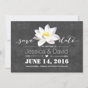 Elegante Lotus Bloem Krijtbord Save the Date
