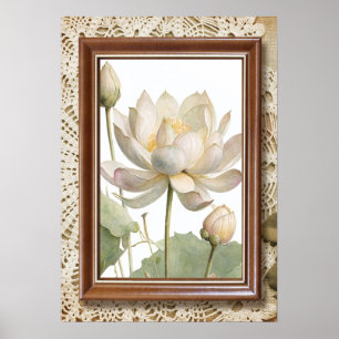 "Elegante Lotus Bloem Kunstprint" Poster