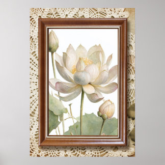 "Elegante Lotus Bloem Kunstprint" Poster