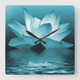 Elegante Lotus Bloem Oceaan Zen Yoga Meditatie Vierkante Klok