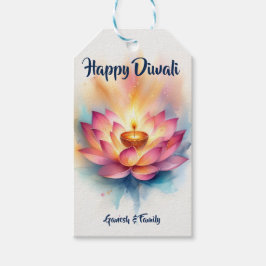 Elegante Lotus en Diya Diwali Cadeaulabel