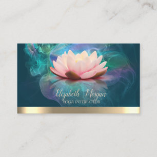 Elegante Lotus Gold Stripe Yoga Holografische Inkt Visitekaartje