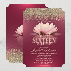 Elegante Lotus Gouden Confetti Diamanten Rode Swee Kaart