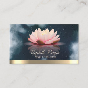 Elegante Lotus Gouden Streep Navy Blauwe Yoga Visitekaartje