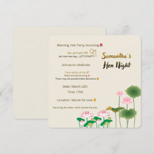 Elegante Lotus Hen Night Uitnodiging – Leuk Bloeme