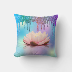 Elegante Lotus Holografische Glitterdruppels Kussen