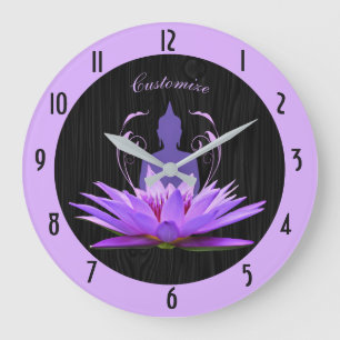 Elegante Lotus Zen Yoga Meditatie Silhouet Grote Klok