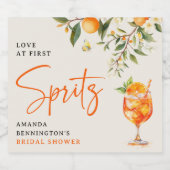 Elegante Love at First Spritz Bruiloft Feest Sparkling Wijnetiket (Enkel label)