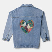 Elegante Love Doves Roze Bloemen & Goud Geometrisc Denim Jacket (Achterkant)