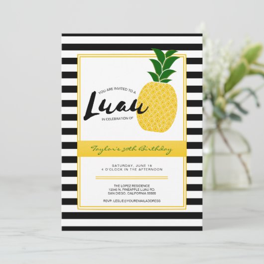 Elegante Luau ananas Party uitnodiging (Staand voorkant)