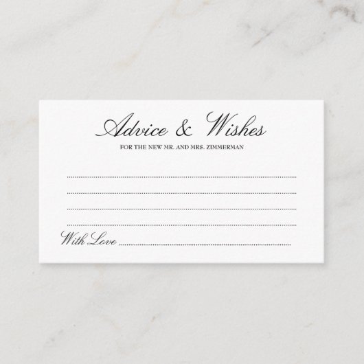 Elegante Lucia Script Huwelijksadvies & Wensen Kaa Advieskaart (Voorkant)