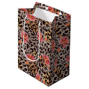 Elegante Luipaard Bloemen Medium Cadeauzakje