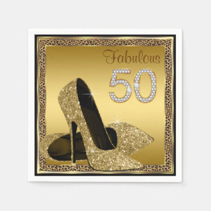 Elegante Luipaard Gouden Hakken 50e Verjaardagsfee Servet