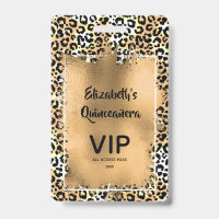 Elegante Luipaard Quinceañera Uitnodiging VIP Pas