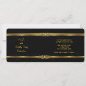 Elegante Luipaard Verjaardagsfeestje Zwart Goud Kaart (Achterkant)