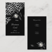 Elegante Luipaard Zwart Zilver Diamant Afbeelding Visitekaartje (Voorkant / Achterkant)
