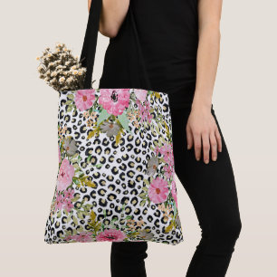 Elegante luipaarddruk en bloemenontwerp draagtas