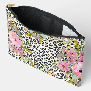 Elegante Luipaardprint en Bloemendesign Etui