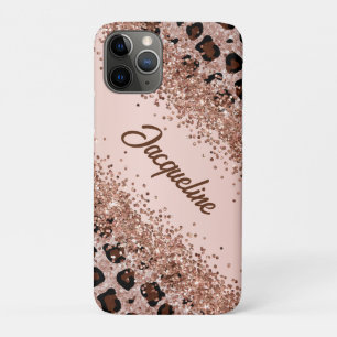 Elegante Luipaardprint en Glitterend iPhone 11 Pro Hoesje